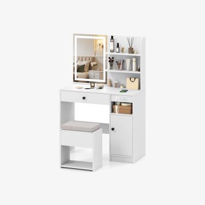 The Range Vanity Desk with Mirror - White