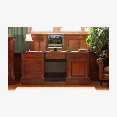 The Range La Roque Twin Pedestal Computer Desk - Rich Mahogany