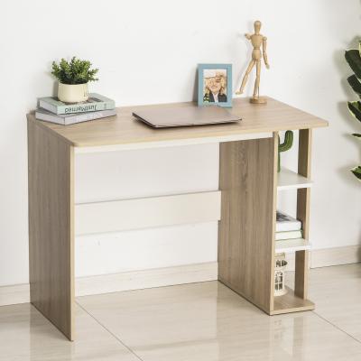 The Range Duo Work Desk & 3-Tier Side Shelves - Brown and White