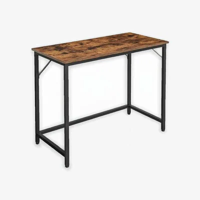 The Range Industrial Style Desk with Black Steel Frame - Brown