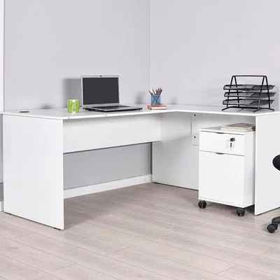 The Range L-Shaped Corner Desk in Matt White - Matt White