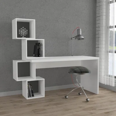 The Range Balance Modern Desk With Shelves Width - Anthracite Grey