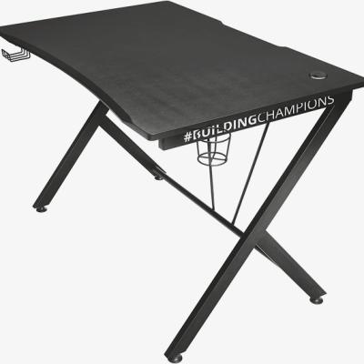 The Range Computer Desk with Headphone and Cup Holder Cable Management System - Black