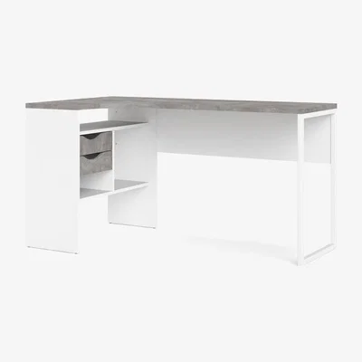 The Range Function Plus 2-Drawer Corner Desk - White/Grey