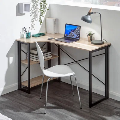 The Range Bramwell Folding Corner Desk - Concrete / Left-Hand