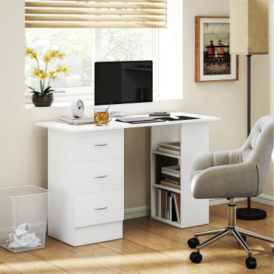 The Range HOMCOM 120cm Computer Desk PC Table Workstation Shelf Drawers White - White