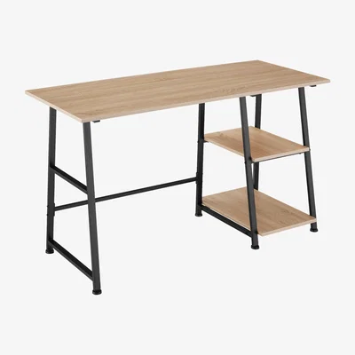 The Range Office Desk Paisley With 2 Shelves - Industrial Wood Light, Oak Sonoma