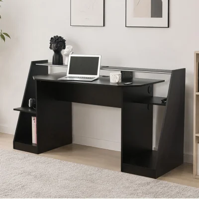 The Range LED Gaming Double Screen Desk - Black