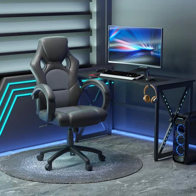 The Range Executive Swivel Racing Gaming Office Chair Computer Desk Chair - Black, Grey / pu Sponge Nylon Steel