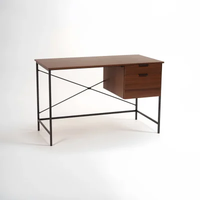 The Range Bradbury Dark Walnut Veneer Desk With Drawers - Brown