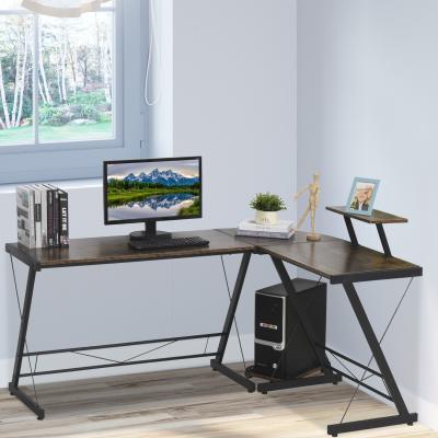 The Range L Shaped Home Office Desk with Shelf and CPU Stand - Black, Wood Grain