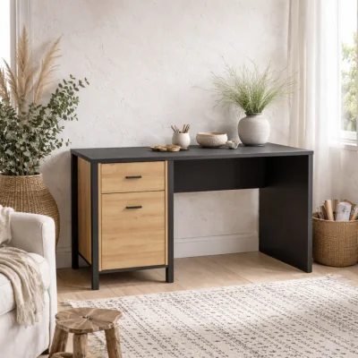 The Range Egtved Desk and Riviera Effect 1 Drawer 1 Door - Black