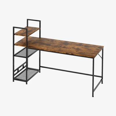 The Range Computer Desk Home Office Workstation 4-Tier Shelf - Brown