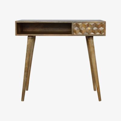 The Range Cube Carved Writing Desk - Oak