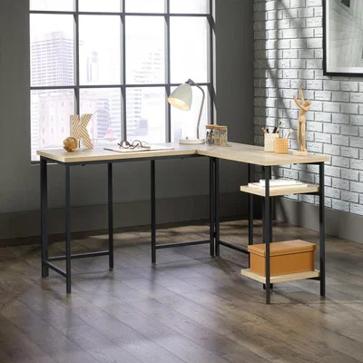 The Range Industrial Style L-Shaped Desk - Oak