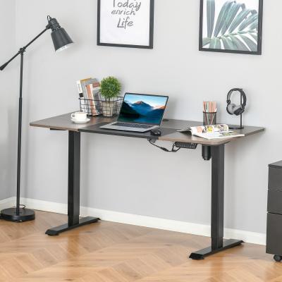 The Range Height Adjustable Electric Stand Up Desk - Teak and black