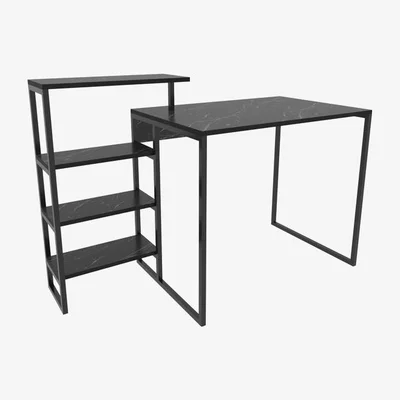 The Range Rino 133cm Computer Desk with Shelves Black Marble Effect - Black Marble Effect