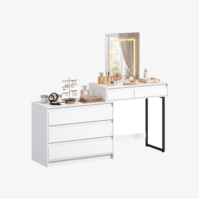 The Range HOMCOM Vanity Makeup Desk LED Mirror Bedroom White - White
