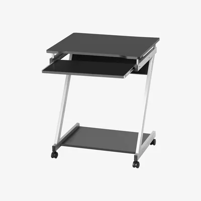The Range Z-Shaped Computer Desk with Sliding Keyboard - Black