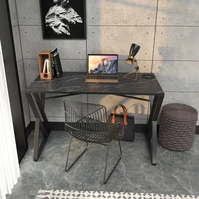The Range Gyza Computer Desk - Black Marble Effect and Black - Black MArble Effect