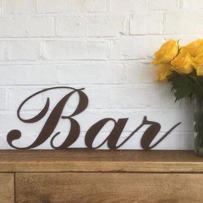 The Range Rusty Metal Home BAR Word Sign - Rusted
