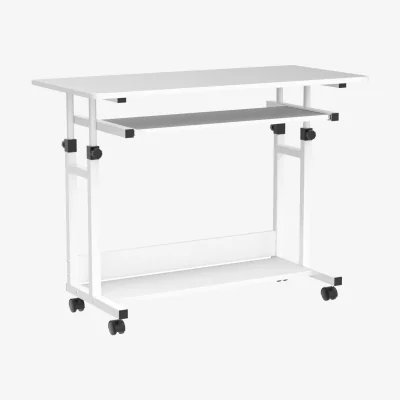 The Range Portable Office Desk With Movable Wheels - White