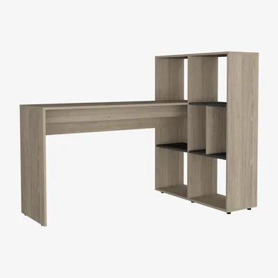 The Range Harvard Corner Desk with Bookcase - Brown