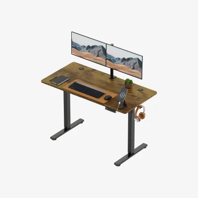 The Range Medium Electric Standing Desk with USB C Charging - Walnut / 18.63kg