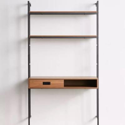 The Range PIER Desk With Shelving, Walnut-Black - Walnut-Black