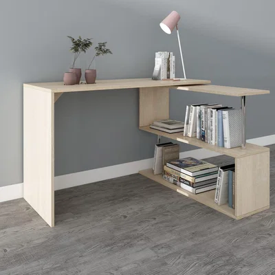 The Range WestWood Rotary L Shape Corner Desk w/ Shelves - Oak