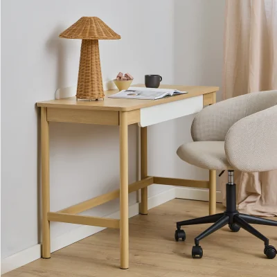 The Range Alpena Office Desk in Oak & Beige - Oak & Beige