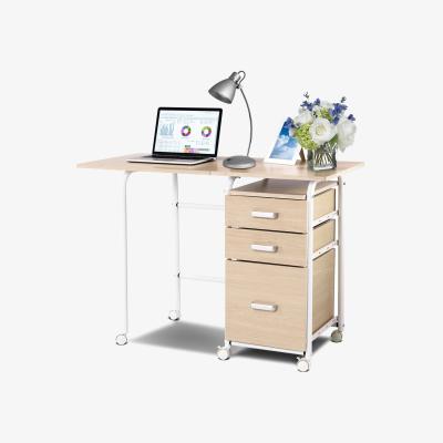 The Range Folding Wheeled Computer Desk Table-Natural - Natural
