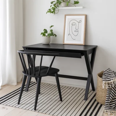 The Range Verona Veneer Desk with Drawer - Black