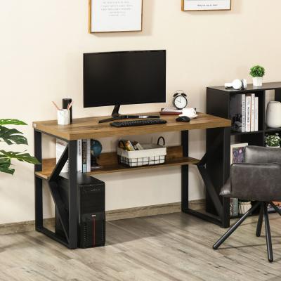 The Range Workstation Computer Desk with Storage Shelf - Brown and black