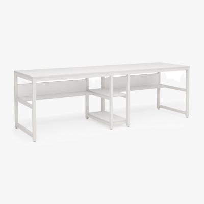 The Range Double Desk with Bookshelf - White