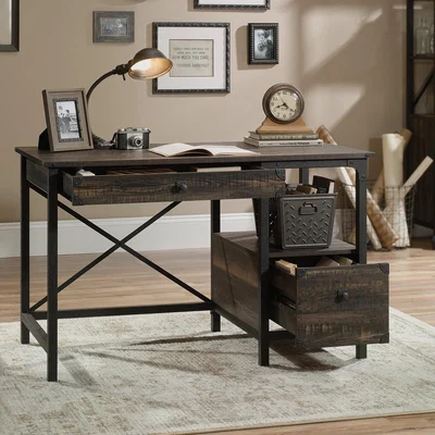 The Range Teknik Steel Gorge Desk - carbon oak effect