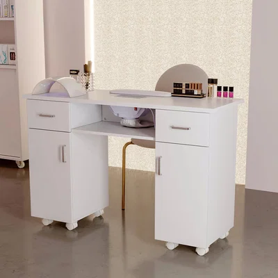 The Range Professional Wheeled Manicure Table with Dust Extractor - White