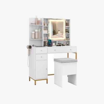 The Range Makeup Vanity Desk with Lighted Mirror - White