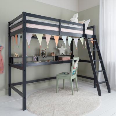 The Range Thomas High Sleeper with Thea Desk in Black - Black