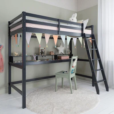 The Range Thomas High Sleeper with Thea Desk in Black - Black