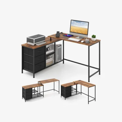 The Range Home Office Desk with Charging Station - Brown