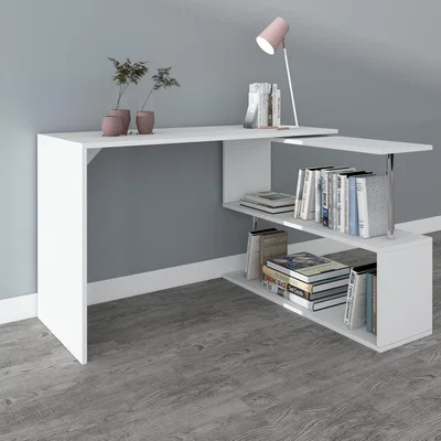 The Range WestWood Rotary L Shape Corner Desk w/ Shelves - White