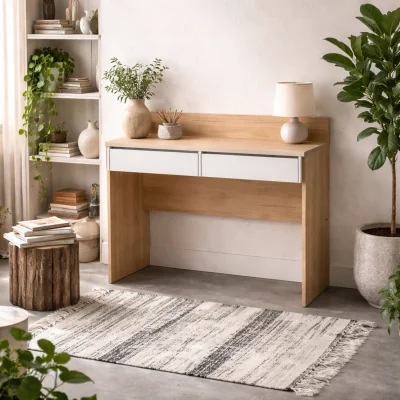 The Range Billabong Jackson 2-Drawer Desk in Hickory Oak and White - Hickory Oak and White