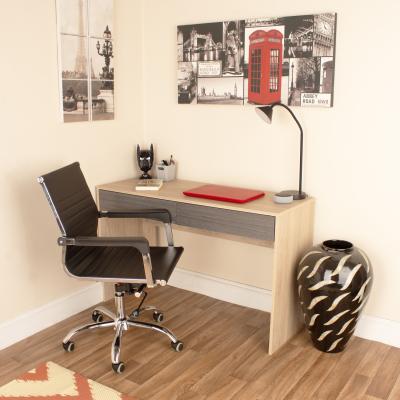 The Range Harvard Home Office Desk and Chair set HR103 and LFCH30-BK  - Washed oak & carbon grey oak