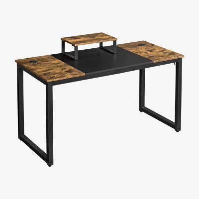The Range Large Computer Desk with Movable Monitor Stand - Rustic Brown