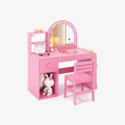 The Range Princess Makeup Vanity Desk with Lighted Mirror - Pink