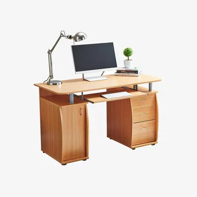 The Range Wicklow Computer Desk With Cabinet and 3 Drawers - Beech