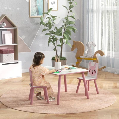 The Range Kids Table and Chairs Children Desk with 2 Chairs - Pink