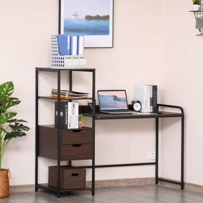 The Range Computer Desk Home Writing Table with Shelf & Drawer - Walnut Brown