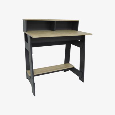 The Range Office Desk With Two Cubbies And Shelf - Light Oak  Dark Grey - Brown